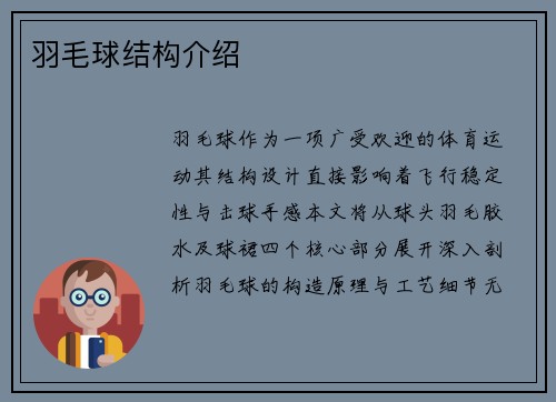 羽毛球结构介绍